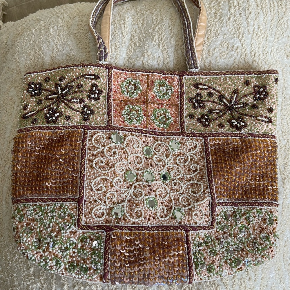 SOLD - Embroidered Patchwork Tote Bag